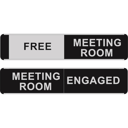 Seco MEETING ROOM ENGAGED, Aluminum, Plastic, 2" x 2.05 in, Self-adhesive BA103